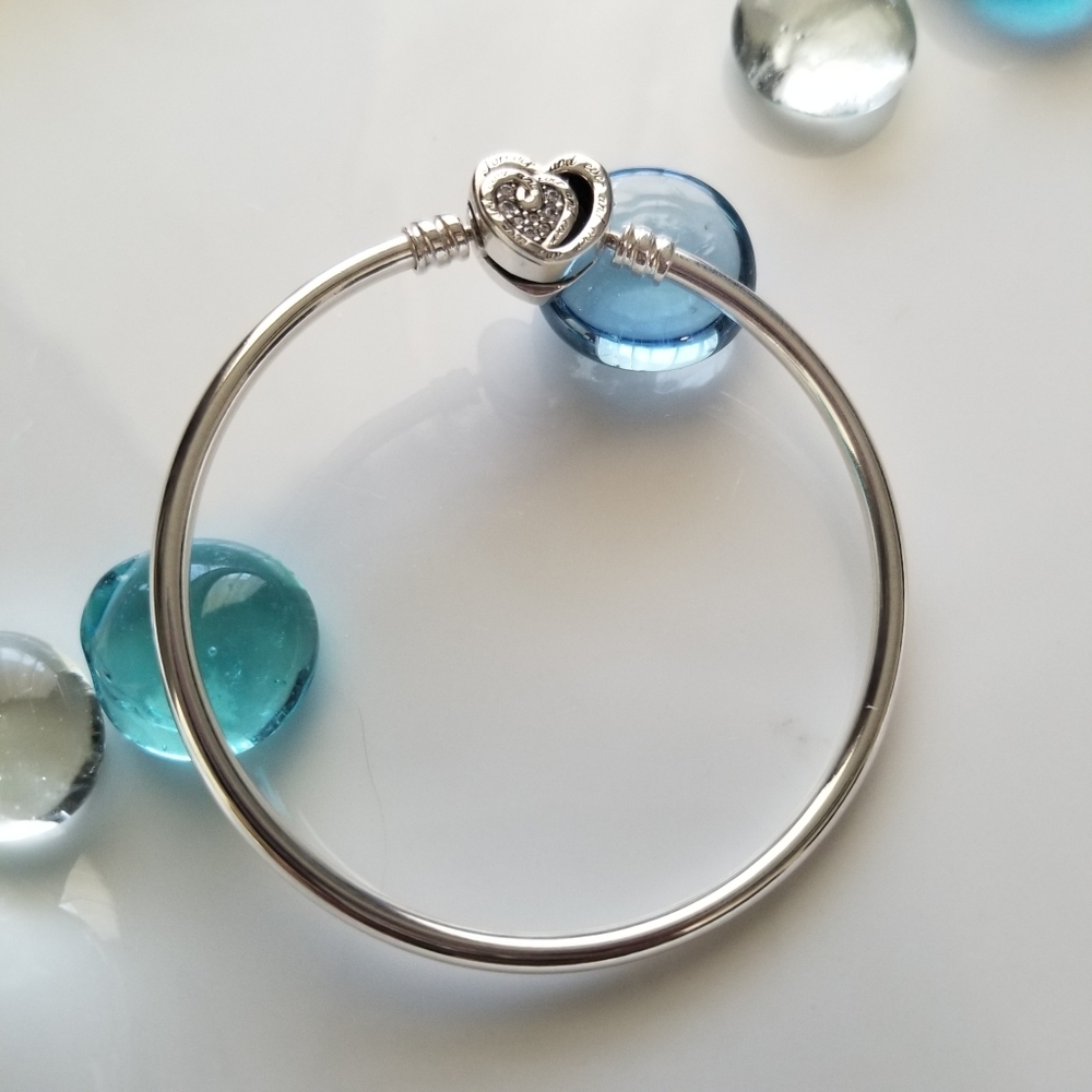 Pandora Double Hearts Mother's Day Entwined Hearts Charm Bracelet Bangle